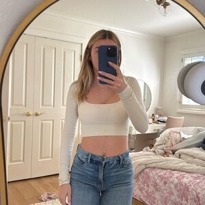 cream square neck crop top